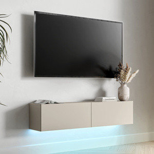 Wisząca szafka RTV 143 cm z oświetleniem LED do salonu GIANO kaszmir
