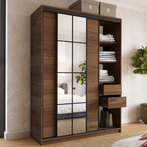 Szafa przesuwna z lustrem 150 cm do sypialni EDGE orzech