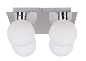 Biała lampa sufitowa z kloszami kula do salonu ODEN metal chrom
