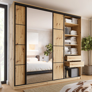 WYPRZEDAŻ Szafa przesuwna z lustrem 250 cm LOFT MAX z półkami i drążkami