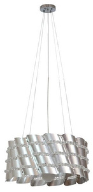 Srebrna lampa wisząca z metalowym abażurem z koralikami do salonu SMILE metal
