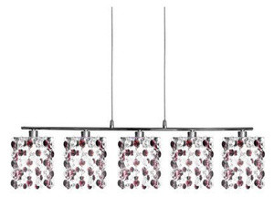 Burgundowa lampa wisząca z kryształkami regulowana do salonu Classic