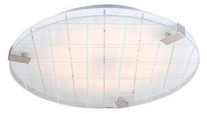 Biały plafon sufitowy LED zimny 31 cm do salonu NOBLE chrom-szkło