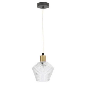 Czarna lampa wisząca z kloszem bezbarwnym 1-punktowa GRENIKO