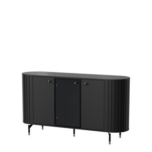Czarna nowoczesna komoda z witryną 150 cm do salonu ZELDA