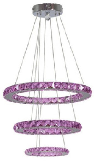 Srebrna lampa wisząca okrągła LED RGB z pilotem do salonu Lords szkło