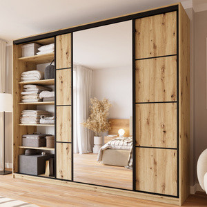 Szafa przesuwna z lustrem 280 cm dąb artisan LARGO PLUS