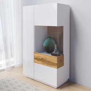 Witryna prawostronna niska 80 cm KOBE biały połysk