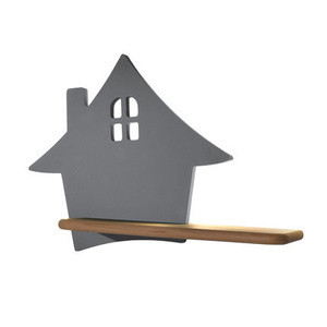 Szary kinkiet LED z półką do pokoju dziecka IQ Kids House drewno MDF