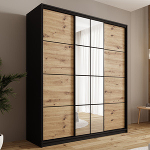 WYPRZEDAŻ Loftowa trzydrzwiowa szafa przesuwna z lustrem 180 cm EDGE