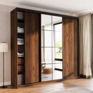 WYPRZEDAŻ Wysoka szafa przesuwna z lustrem 250 cm do sypialni EDGE MAX orzech