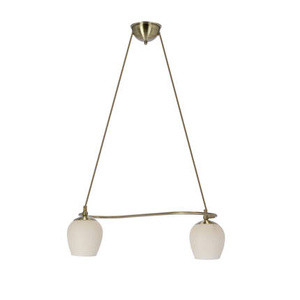 Kremowa lampa wisząca z kloszem 2-punktowa do salonu SERANO