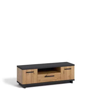 Szafka RTV 135 cm Dąb artisan/czarny mat ISMENA
