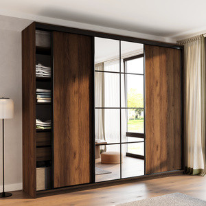 WYPRZEDAŻ Wysoka szafa przesuwna z lustrem 280 cm do sypialni EDGE MAX orzech