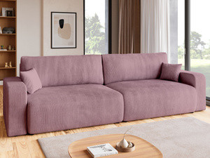 Różowa rozkładana sofa z funkcją spania do salonu PUMI