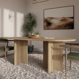 Owalny stół do jadalni 203x90 cm loftowy LEVON dąb cremona