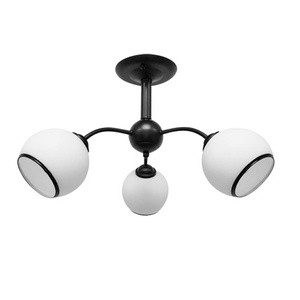 Czarna lampa wisząca 3-punktowa z kloszami białymi do salonu MARINEN