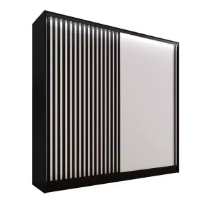 WYPRZEDAŻ Szafa z czarnymi lamelami na drzwiach 200 cm LAMEL 3D
