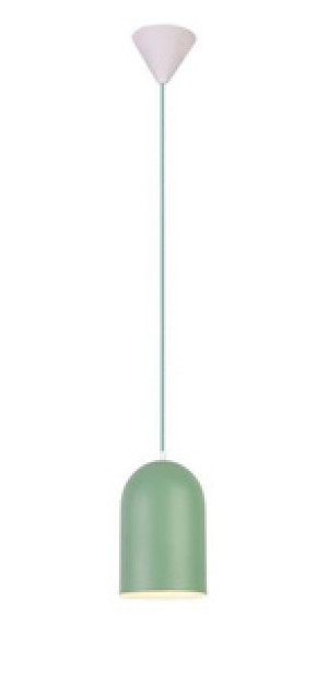 Zielona lampa wisząca owalna do salonu i jadalni skandynawska