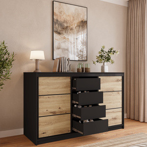 Pojemna komoda przesuwna 160 cm z szufladami LOFT dąb artisan