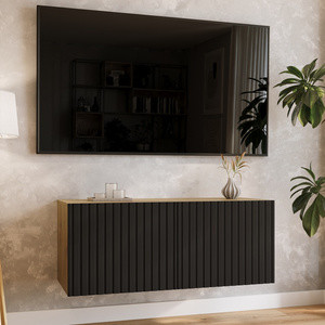 Szafka pod TV 100 cm wisząca do salonu LORI ryflowana z półkami