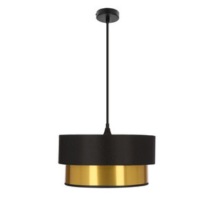 Lampa wisząca do salonu ERNA czarno-złoty abażur satyna 1-płomienna