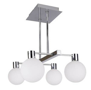 Srebrno-biała lampa sufitowa wisząca 4-płomienna do salonu MALDUS metal szkło