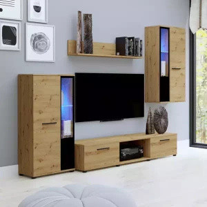 WYPRZEDAŻ Meblościanka do salonu dąb artisan CUBE