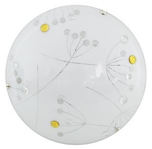 Biało-amber plafon sufitowy LED zintegrowany do salonu Floral metal szkło