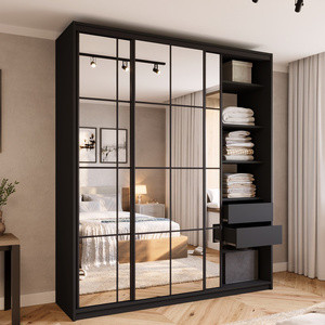 WYPRZEDAŻ Wysoka nowoczesna szafa przesuwna z lustrem 200 cm OPTICA MAX