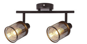 Złota lampa sufitowa 2-punktowa do salonu CANABERA szkło bursztyn