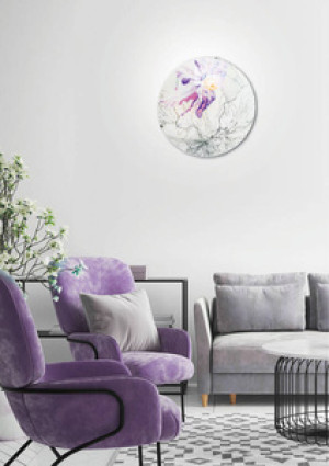 Fioletowy plafon sufitowy do salonu Spring 40 cm metal szkło
