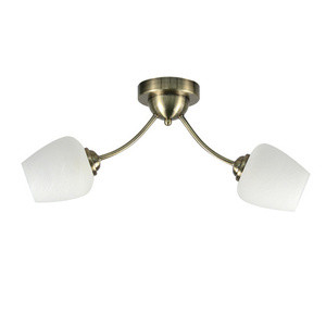 Patynowa lampa sufitowa z dwoma punktami światła do salonu ZINA białe klosze