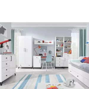 Białe meble młodzieżowe w zestawie BOMBAY