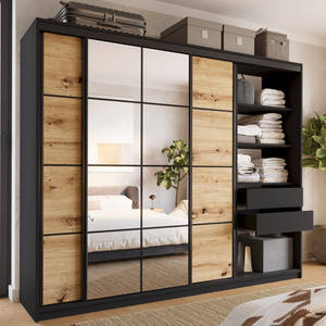 Loftowa szafa przesuwna 250 cm z lustrem i półkami EDGE