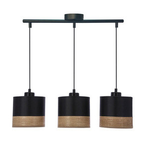Czarna lampa wisząca 3-płomienna do salonu PINO abażur czarny fornir