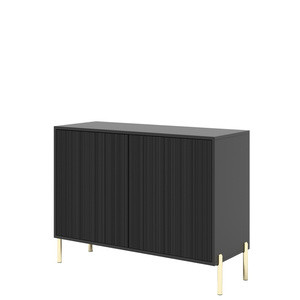 Dwudrzwiowa komoda 104 cm do salonu ryflowana OLVO czarny