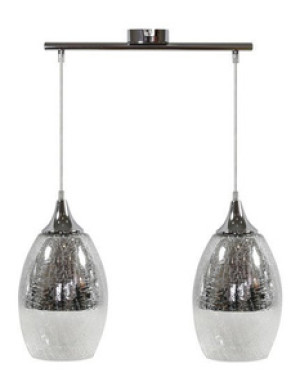 Srebrna lampa wisząca regulowana 2-płomienna do salonu CELIA metal szkło