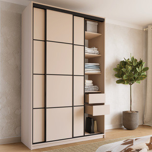 Beżowa trzydrzwiowa szafa przesuwna 150 cm LOFT MAX