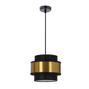 Czarna lampa wisząca z abażurem do salonu Prestige złoty środek