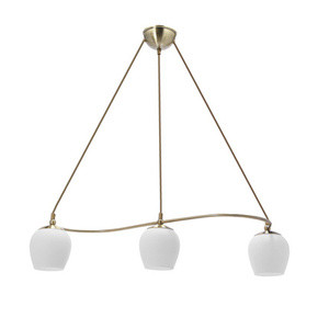Patynowa lampa wisząca 3-płomienna z kloszem białym SERANO 3x60W E27