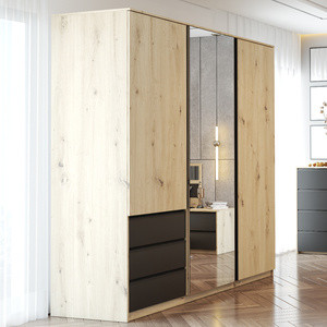 Trzydrzwiowa szafa z lustrem i półkami 180 cm dąb artisan ARDEN
