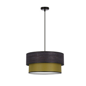 Czarna lampa wisząca z abażurem do salonu AREZZO czarno-oliwkowa