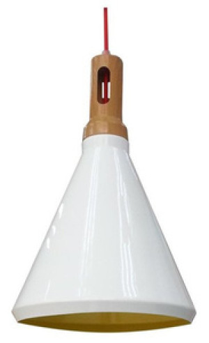 Biała lampa wisząca sufitowa do salonu ROBINSON wnętrze żółte