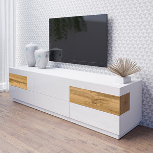 Duża szafka rtv 206 cm KOBE biały połysk