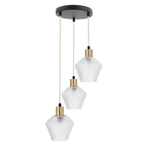 Czarna lampa wisząca talerzowa do salonu GRENIKO 3-płomienna