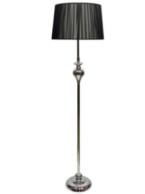 Czarna lampa podłogowa z abażurem do salonu GILLENIA