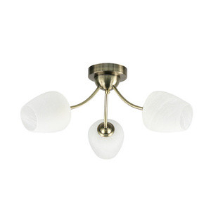 Patynowa lampa sufitowa z białym kloszem 3x40W E27 Zina