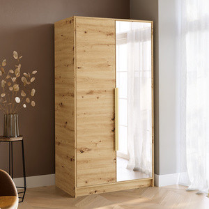 Szafa z lustrem 100 cm na ubrania do garderoby LESTO dąb artisan