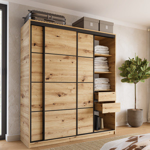 WYPRZEDAŻ Szafa przesuwna dąb artisan 180 cm LOFT